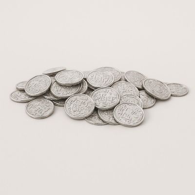Beistle - 1&amp;#189;" - Silver - Plastic Coins Silver Molded! Image 1