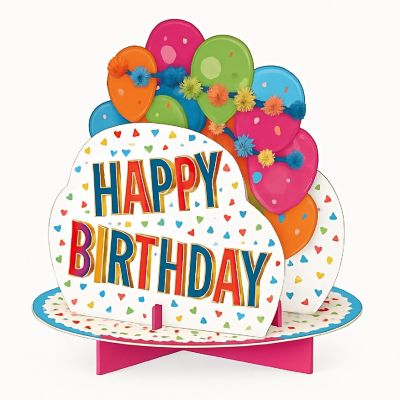 Beistle - 10&amp;#189;" - Multicolor - 3-D Happy Birthday Centerpiece! Image 1