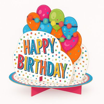 Beistle - 10&amp;#189;" - Multicolor - 3-D Happy Birthday Centerpiece! Image 2