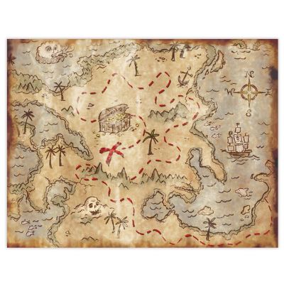 Beistle - 10" x 13" - Brown - Plastic Treasure Map Placemats Brown! Image 1