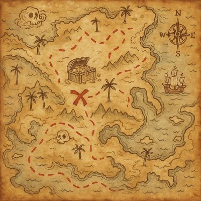 Beistle - 10" x 13" - Brown - Plastic Treasure Map Placemats Brown! Image 1