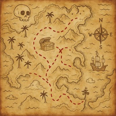 Beistle - 10" x 13" - Brown - Plastic Treasure Map Placemats Brown! Image 2