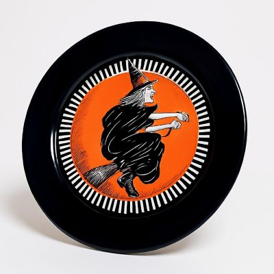 Beistle - 12?" - Black - Vintage Halloween Witch Platter Plastic! Image 1