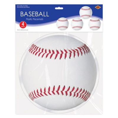 Beistle - 13" Plastic Baseball Placemats - 12 Pack Image 1