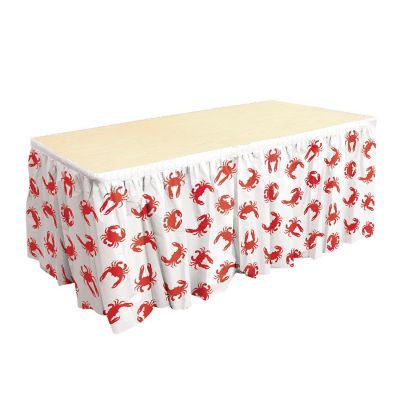 Beistle - 29" x 14' - White with Red - Crab Table Skirting! Image 1