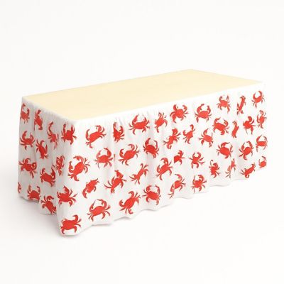Beistle - 29" x 14' - White with Red - Crab Table Skirting! Image 1