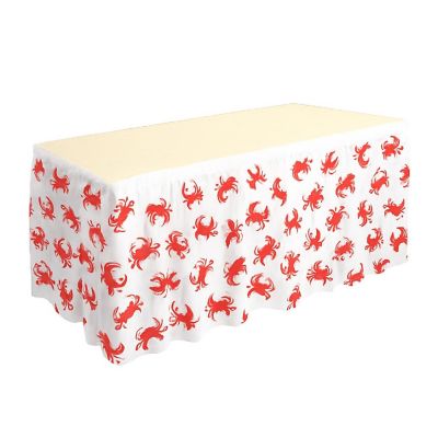 Beistle - 29" x 14' - White with Red - Crab Table Skirting! Image 2