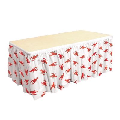 Beistle - 29" x 14' - White with Red - Crawfish Table Skirting! Image 1