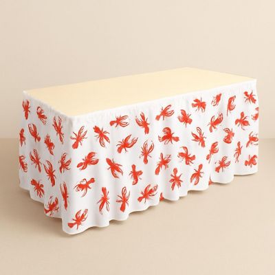 Beistle - 29" x 14' - White with Red - Crawfish Table Skirting! Image 1