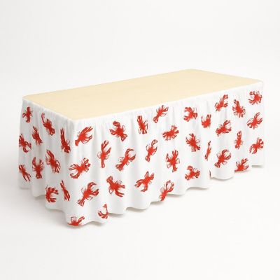 Beistle - 29" x 14' - White with Red - Crawfish Table Skirting! Image 2