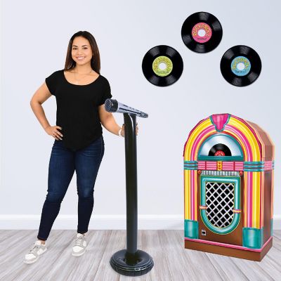 Beistle - 3' 11" - Black - Inflatable Microphone/Stand Plastic - 6 Pieces Image 1