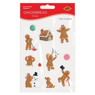 Beistle - 4&amp;#190;" x 7&amp;#189;" Gingerbread Stickers - 12 Pack Image 2