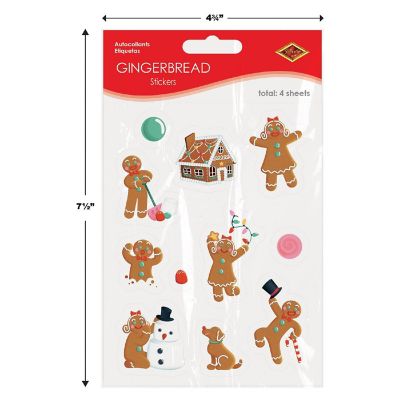 Beistle - 4&amp;#190;" x 7&amp;#189;" Gingerbread Stickers - 12 Pack Image 3