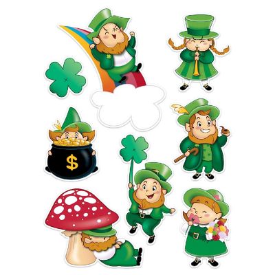 Beistle - 4&amp;#190;" x 7&amp;#189;" Leprechaun/Shamrock Stickers - 12 Pack Image 1