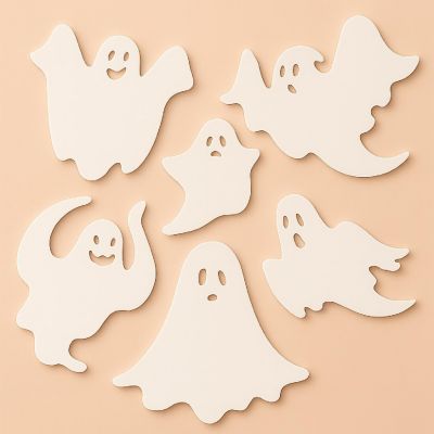 Beistle - 5"-10&amp;#188;" - White - Plastic Die-Cut Ghosts Set! Image 1