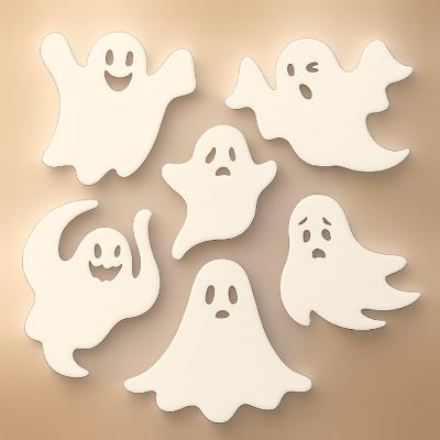 Beistle - 5"-10&amp;#188;" - White - Plastic Die-Cut Ghosts Set! Image 2