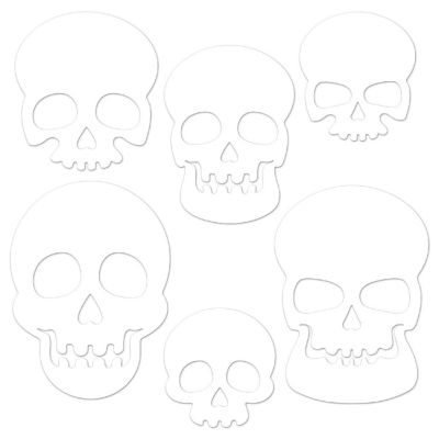 Beistle - 5&amp;#189;"-11" - White - Plastic Die-Cut Skulls! Image 1