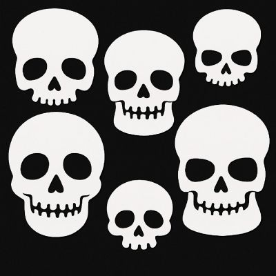 Beistle - 5&amp;#189;"-11" - White - Plastic Die-Cut Skulls! Image 1