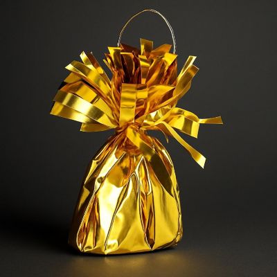 Beistle - 6 Oz - Gold - Metallic Wrapped Balloon Weight! Image 2