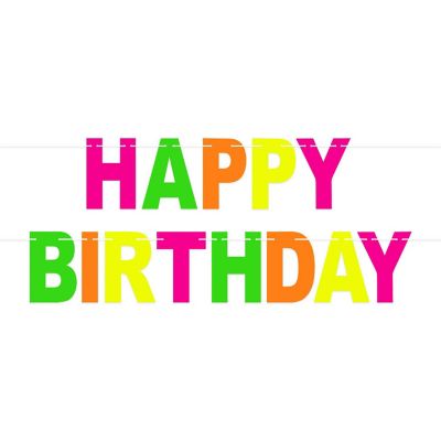 Beistle - 8&amp;#189;" x 7' 6" Neon Happy Birthday Streamer - 12 Pack Image 1