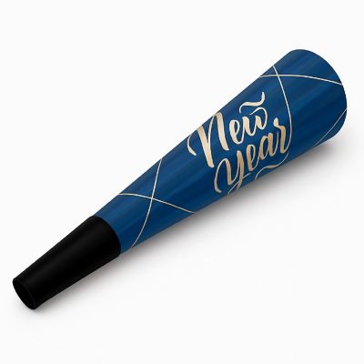 Beistle - 9" - Blue - Midnight Blue New Year Horns Plastic! Image 2