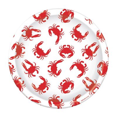 Beistle - 9" - White with Red - Crab Plates! Image 1