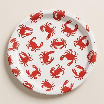 Beistle - 9" - White with Red - Crab Plates! Image 1