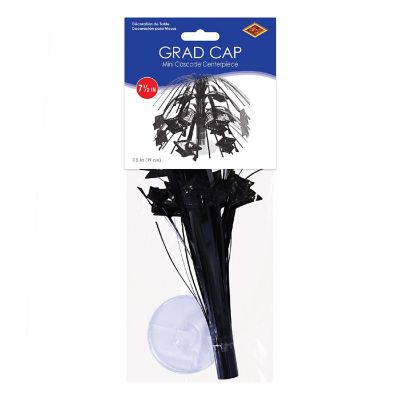 Beistle - Black Grad Cap Mini Cascade Centerpiece - 12 Pack Image 2