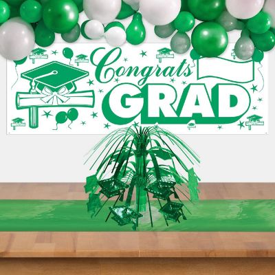 Beistle - Green Grad Cap Mini Cascade Centerpiece - 12 Pack Image 1