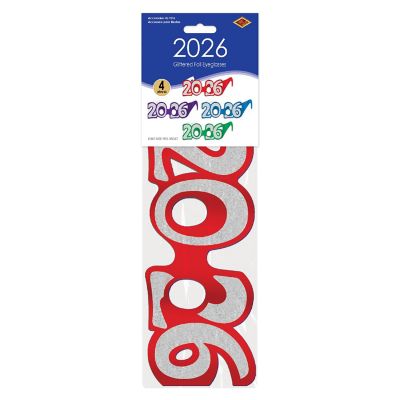 Beistle - Multicolor - 2026 Glittered Foil Eyeglasses - 12 Pieces Image 2