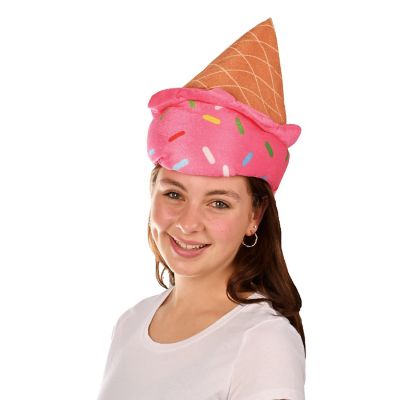 Beistle - Multicolor - Fun Plush Ice Cream Cone Hat - 12 Pieces Image 1