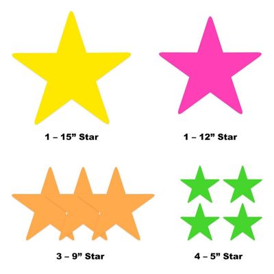 Beistle - Neon Star Cutouts - 12 Pack Image 1