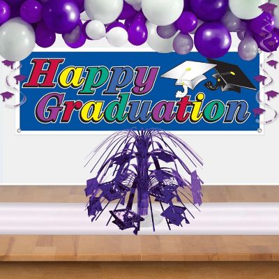 Beistle - Purple Grad Cap Mini Cascade Centerpiece - 12 Pack Image 1