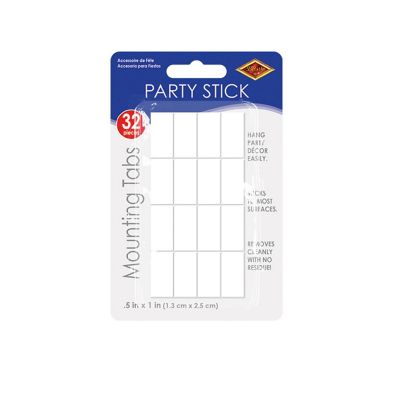 Beistle - &amp;#189;" x 1" - Clear - Party Stick Mounting Tabs! Image 1
