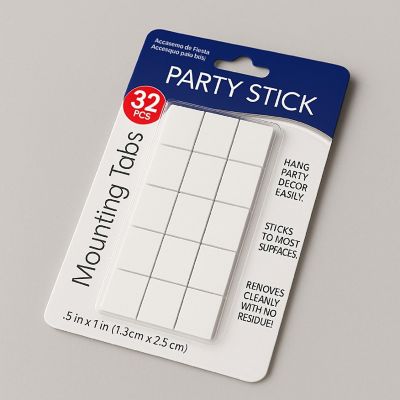 Beistle - &amp;#189;" x 1" - Clear - Party Stick Mounting Tabs! Image 2