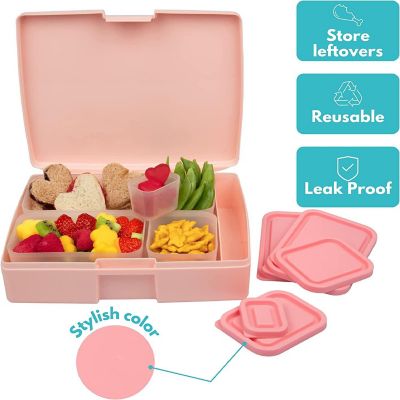 Bentology Bento Lunch Box Set w/ 5 Removable, Leak Proof Containers, On-the-Go Meal, Food Prep & Snack Packing Compartments - Stackable, Microwave Safe Nesting Image 1