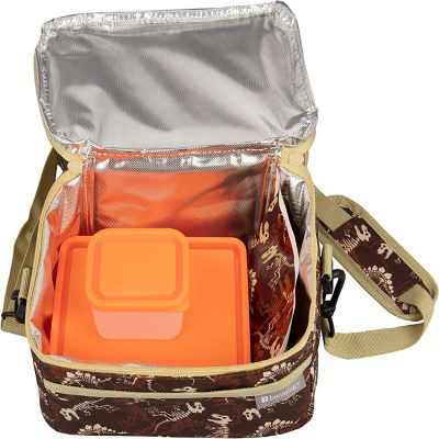 Bentology Insulated Durable Lunch Bag - Reusable Meal Tote With Handle and Pockets - Fossils Image 3