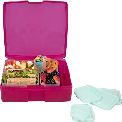 Bentology Lunch Bag and Box Set for Girls, 9 Pieces Total - Kids Insulated Lunchbox Tote, Bento Box, 5 Containers and Ice Pack - Flamingo Image 3