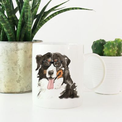 Bernese Mtn Dog Black Glasses Mug Image 1