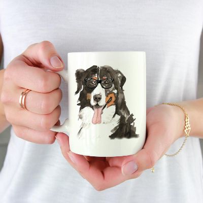 Bernese Mtn Dog Black Glasses Mug Image 1