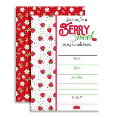 Berry Sweet Strawberry Invitations 40pcs. by AmandaCreation Image 1