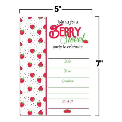 Berry Sweet Strawberry Invitations 40pcs. by AmandaCreation Image 1