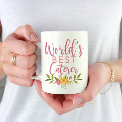 Best Caterer Floral Ceramic Mug Image 1