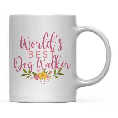 Best Dog Walker Floral Ceramic Mug Image 2