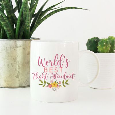 Best Flight Attendant Floral Ceramic Mug Image 1