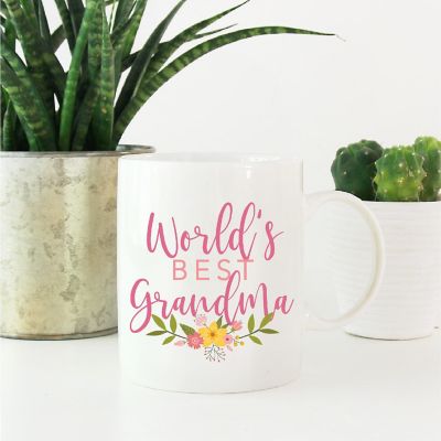Best Grandma Floral Ceramic Mug Image 1