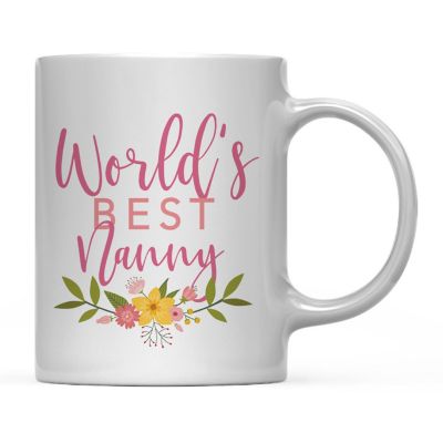 Best Nanny Floral Ceramic Mug Image 1