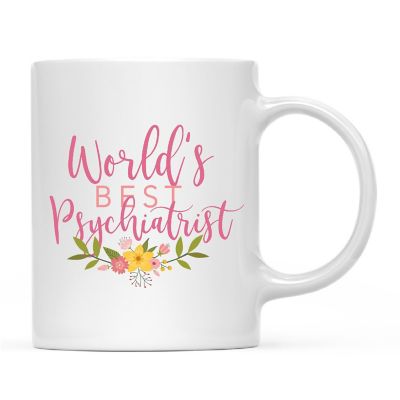 Best Psychiatrist Floral Ceramic Mug Image 2