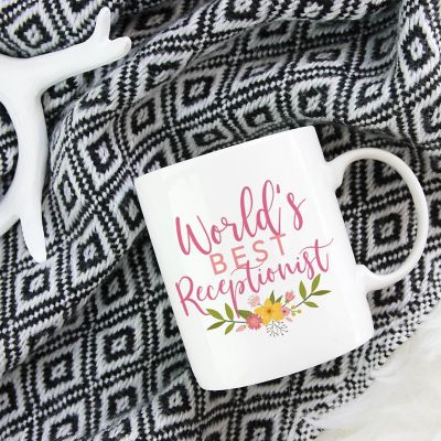 Best Receptionist Floral Ceramic Mug Image 2
