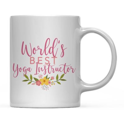 Best Yoga Instructor Floral Ceramic Mug Image 2